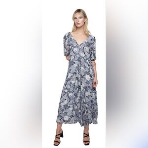Ganni Heather Floral Blue Maxi Dress Size 38/8